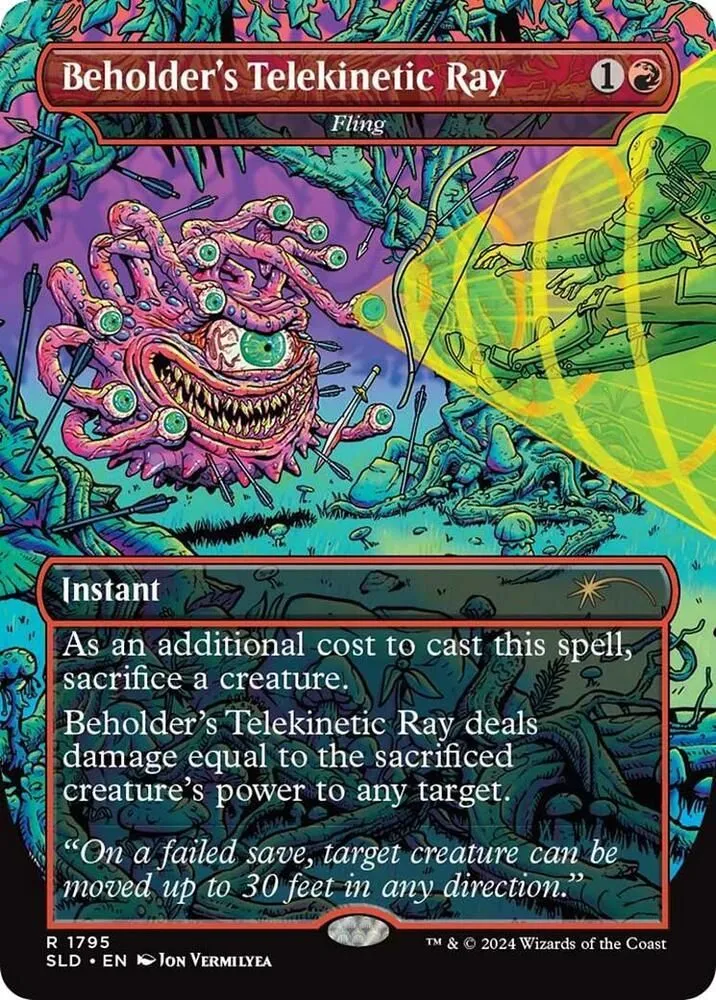 SLD, Beholder's Telekinetic Ray - Fling, (Borderless), 1795, R, Near Mint, Normal, EN