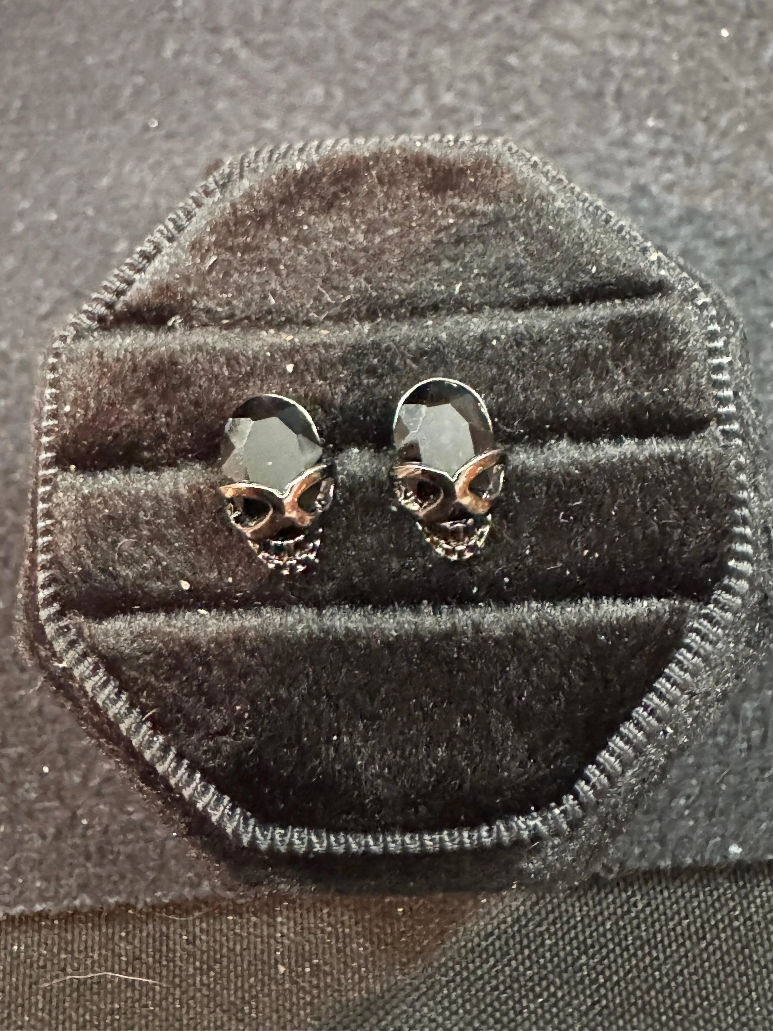 Handmade Black Skull Stud Earrings