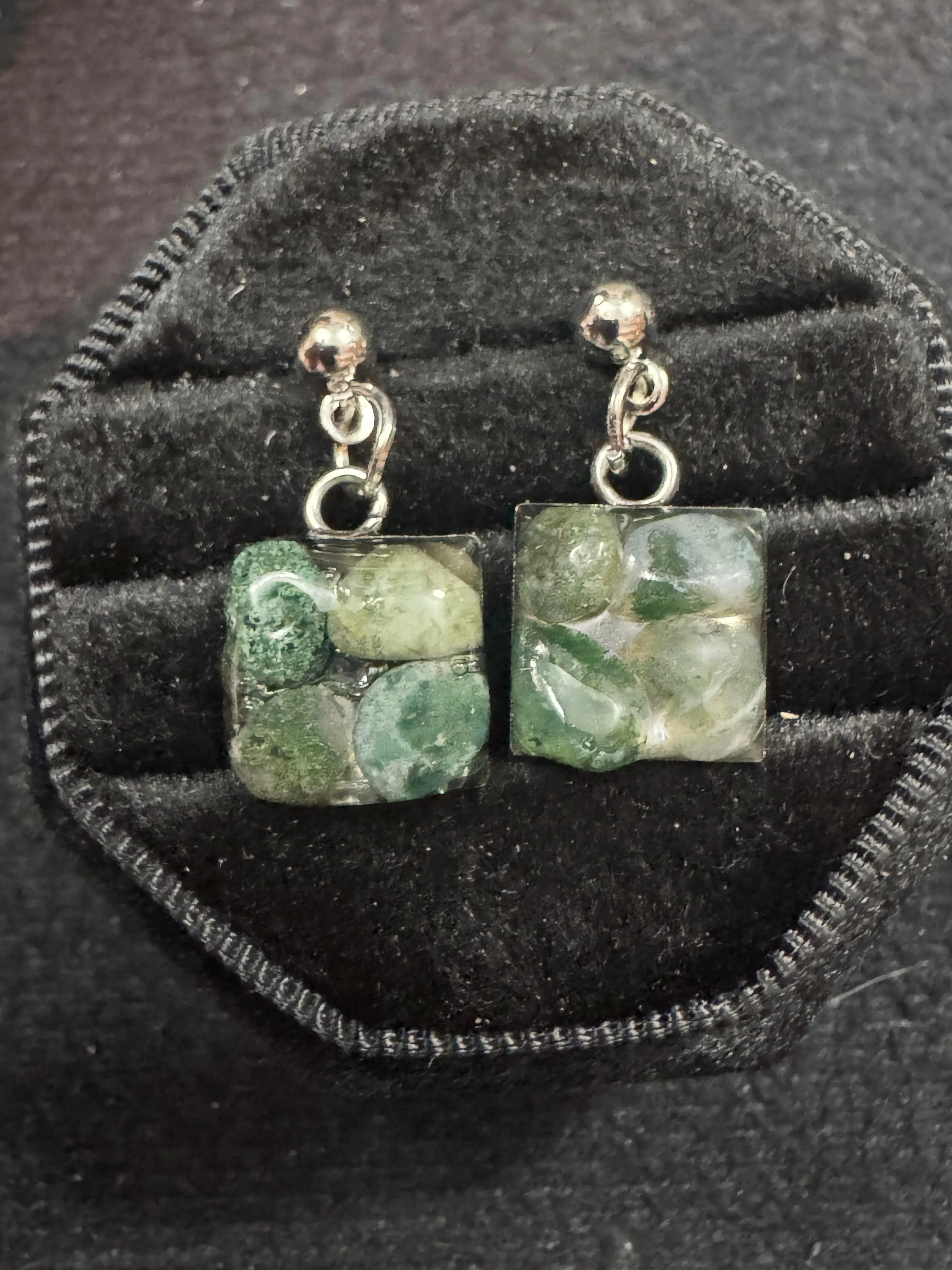 Handmade Moss Agate Chip Earrings
