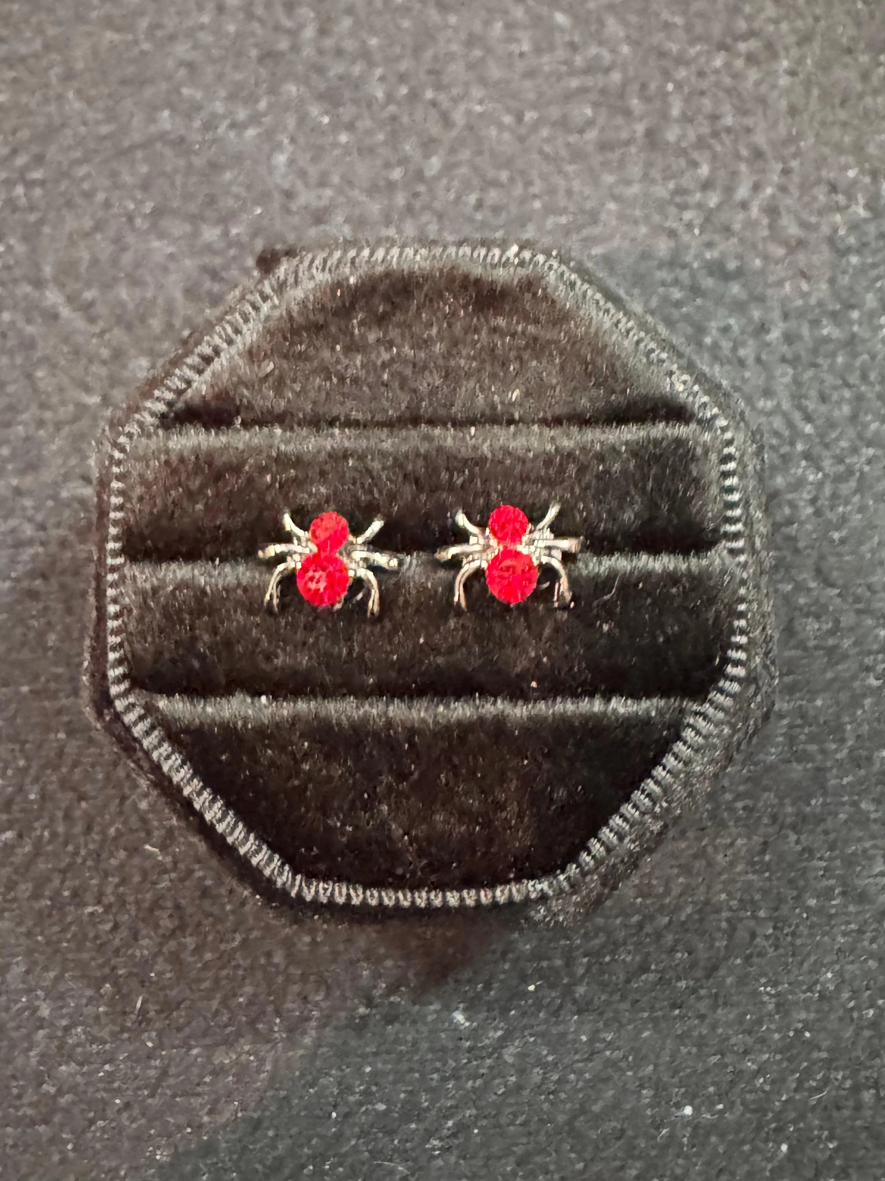 Handmade Red Spider Stud Earrings