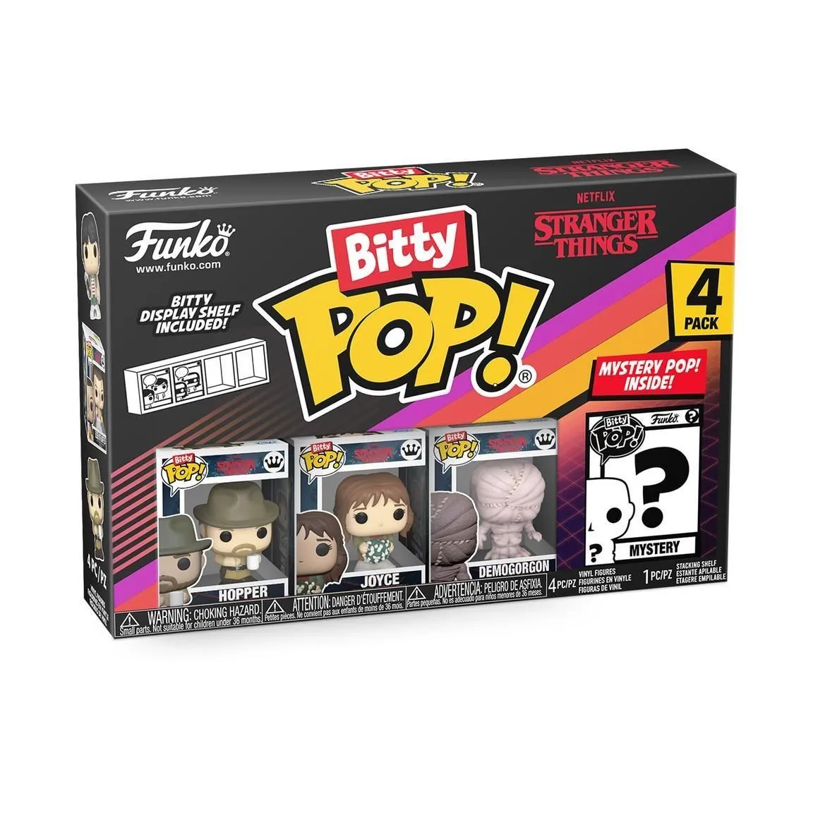 Bitty POP! 4-Pack: Stranger Things - Hopper, Joyce, Demogorgon, Mystery - Funko POP!