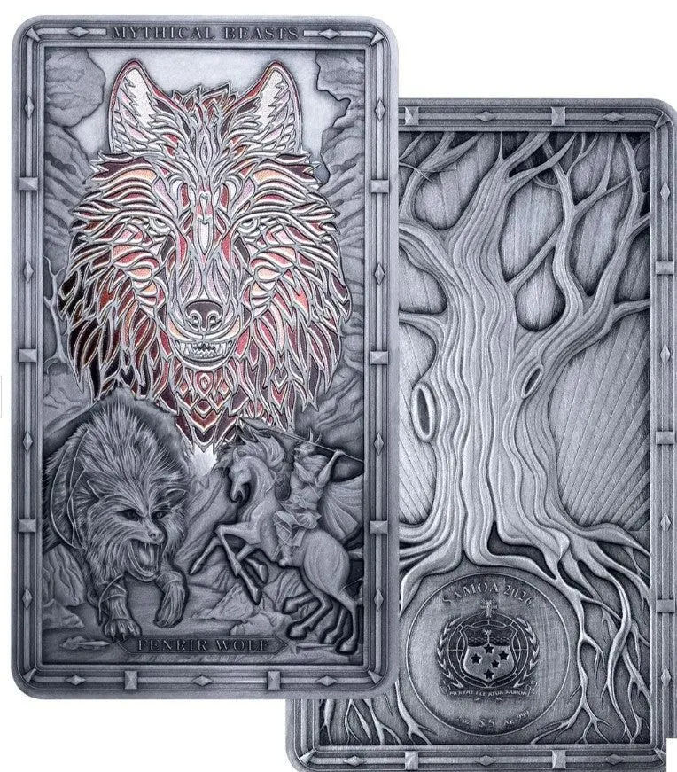 Mythical Beasts 2026 $5 Fenrir Wolf 2oz Silver Antique Coin