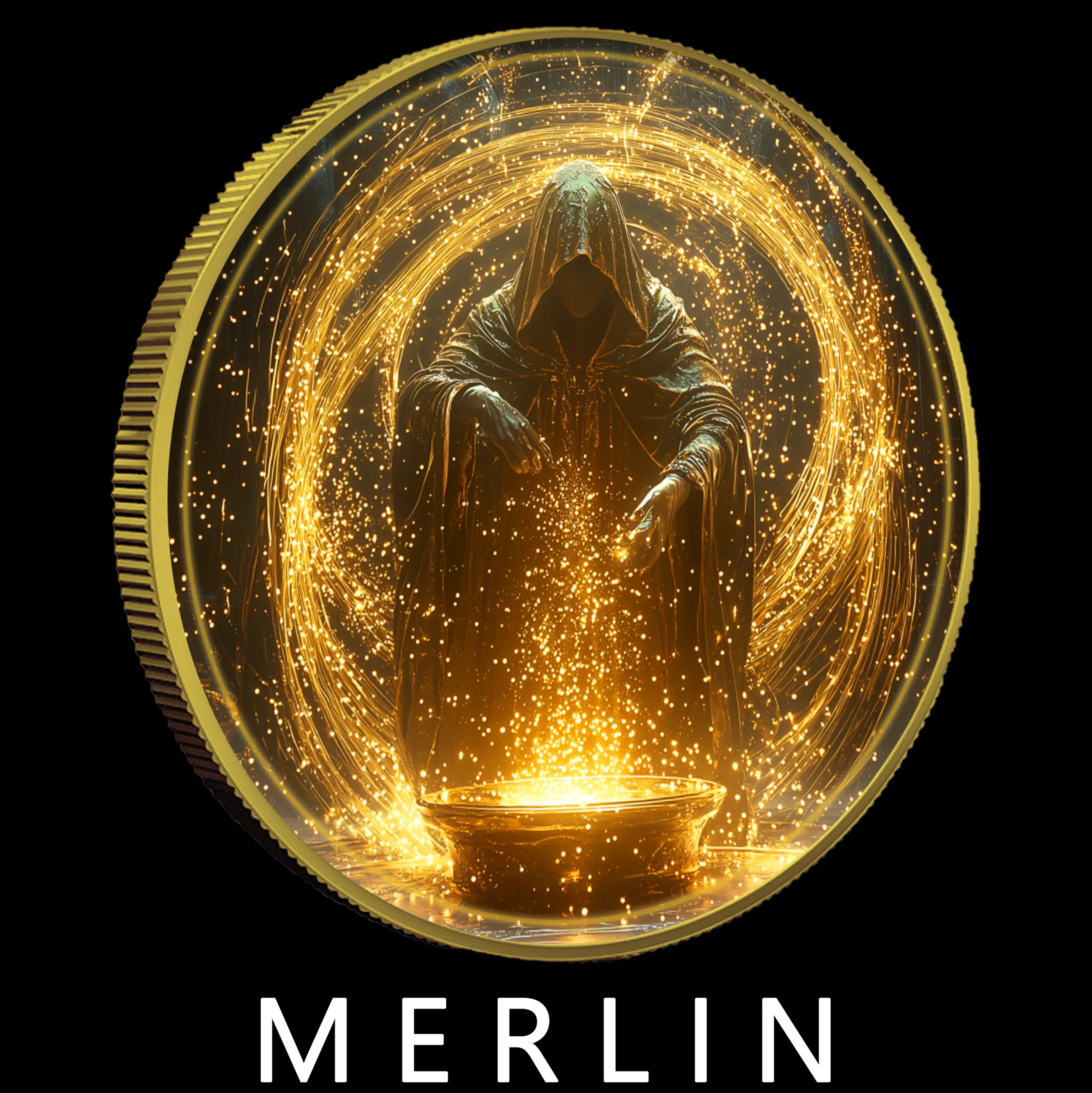 In Stock! 2024 Silver Eagle Merlin Gold Gild and Colorized 1oz .999 Silver Coin
