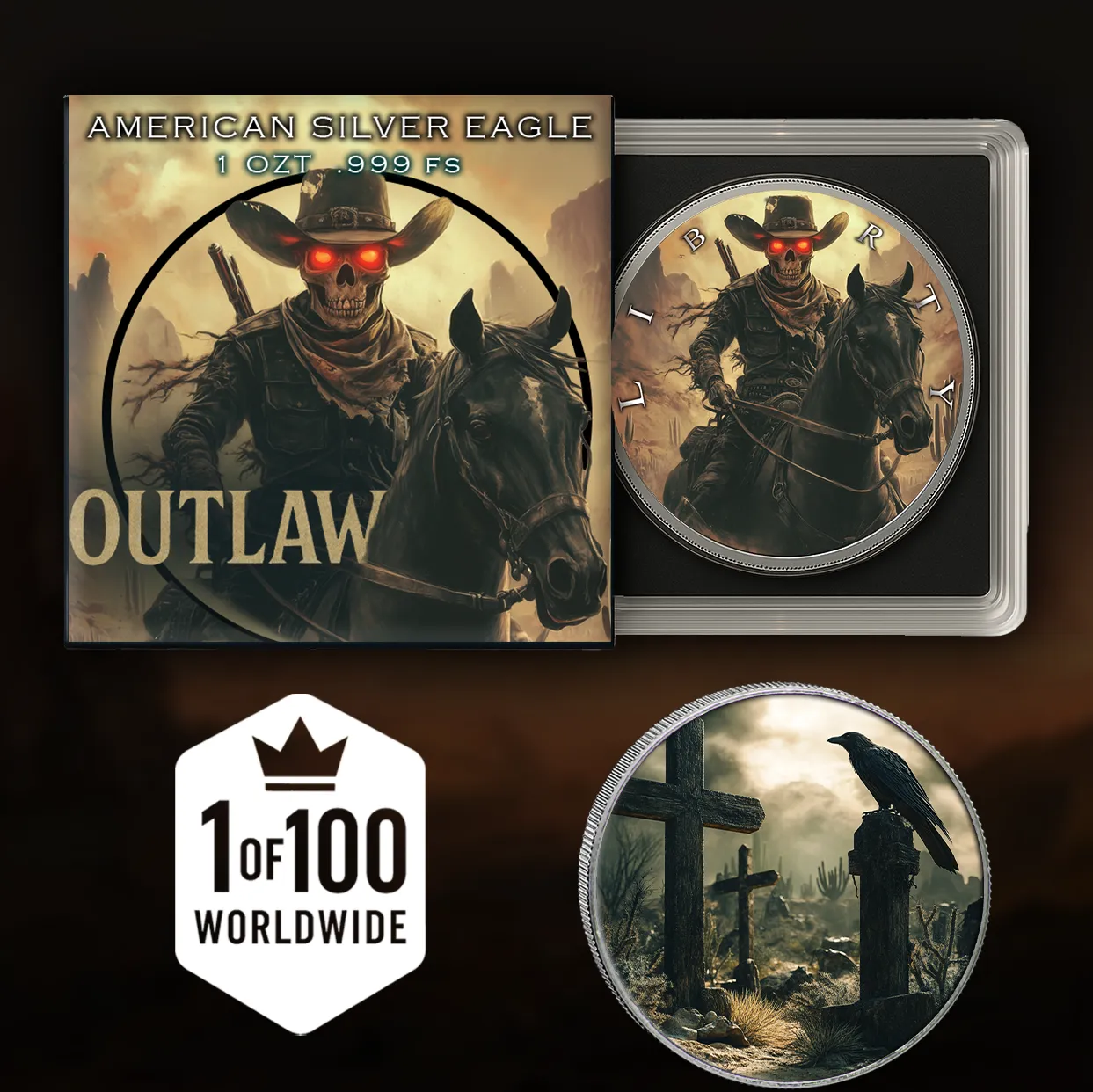 In Stock! 2024 Silver Eagle Outlaw Edition 1oz .999 Silver Coin