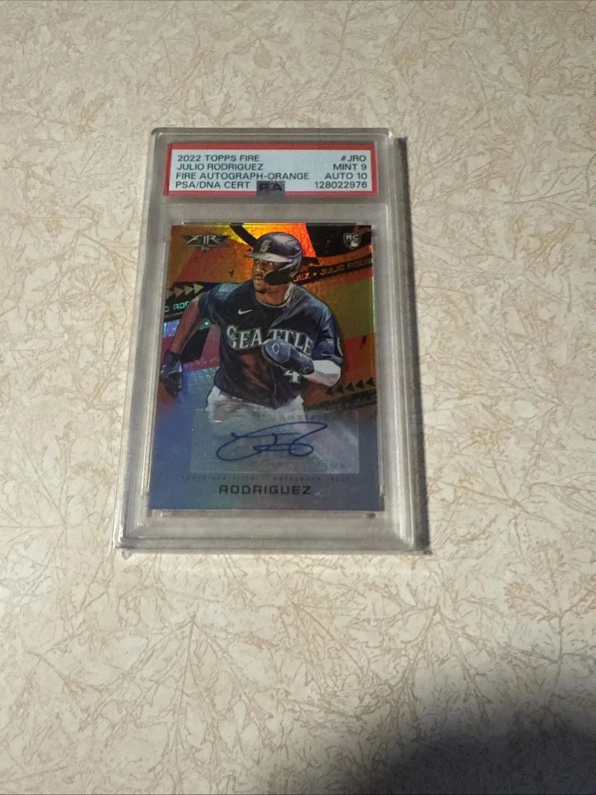 2022 Topps Fire - Fire Autographs Julio Rodriguez #FA-JRO Orange /99 (AU, RC)