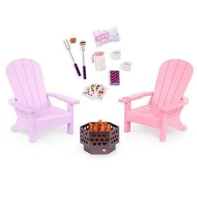Brand New - Size: 18'' - Our Generation Adirondack Chairs Outdoor Furniture Dollhouse Accessory Set for