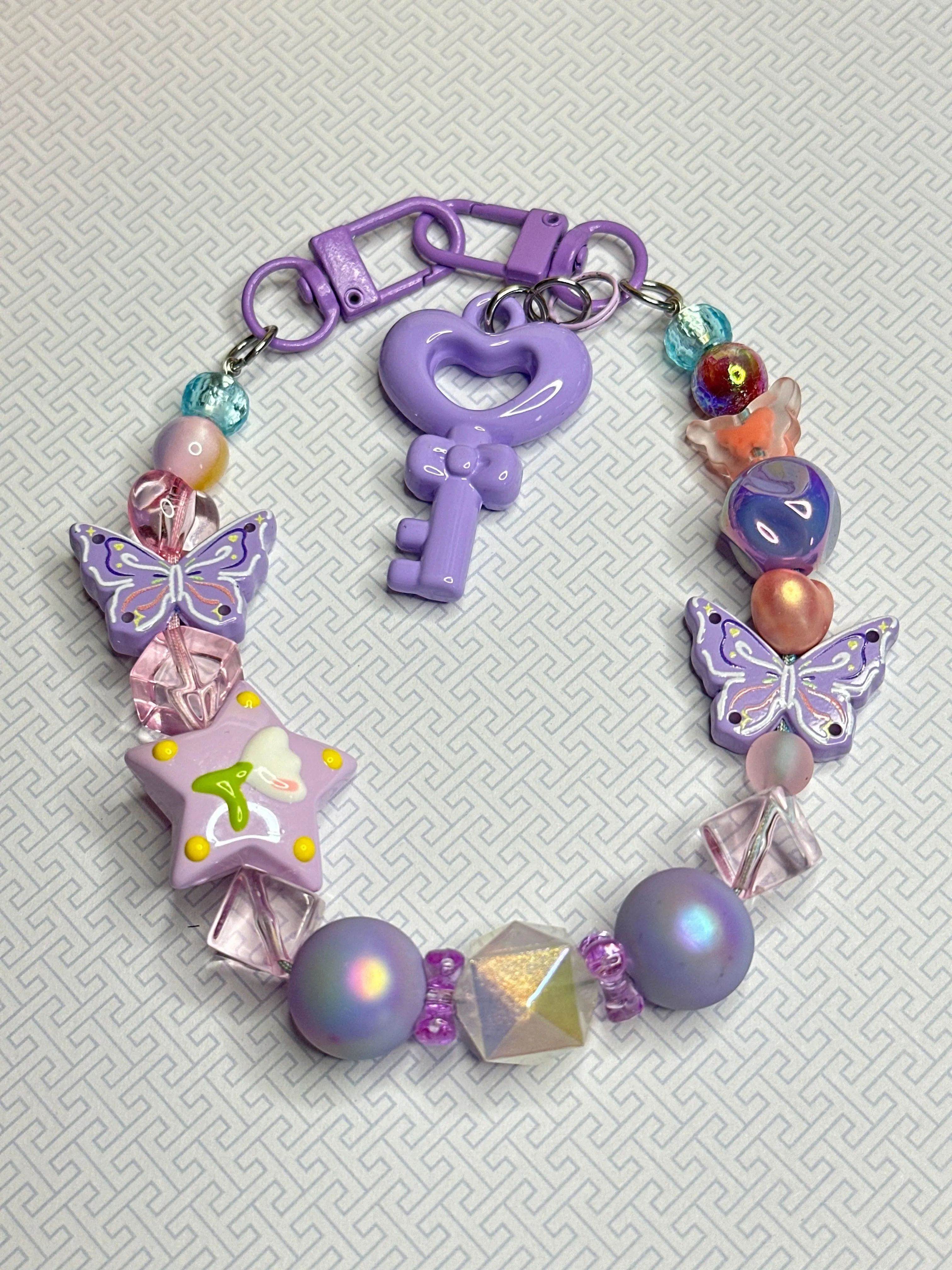 Key to the Cosmos Pastel Butterfly Bag Charm Keychain