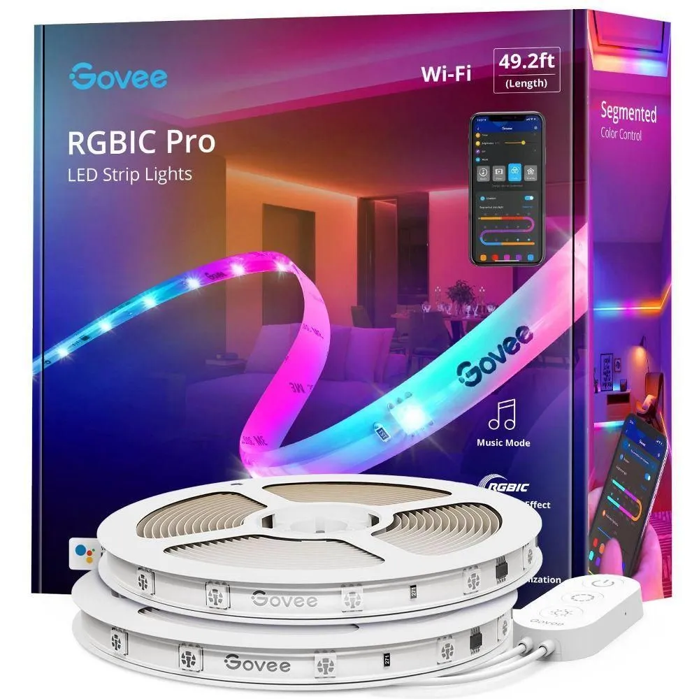 Open-box - Govee 49.2' Wi-Fi RGBIC LED Strip Light