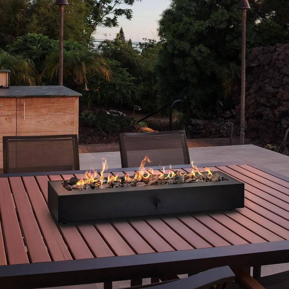 Open-box - Threshold 28" Outdoor Deck Patio Tabletop Rectangular Fireplace Propane Fire Pit