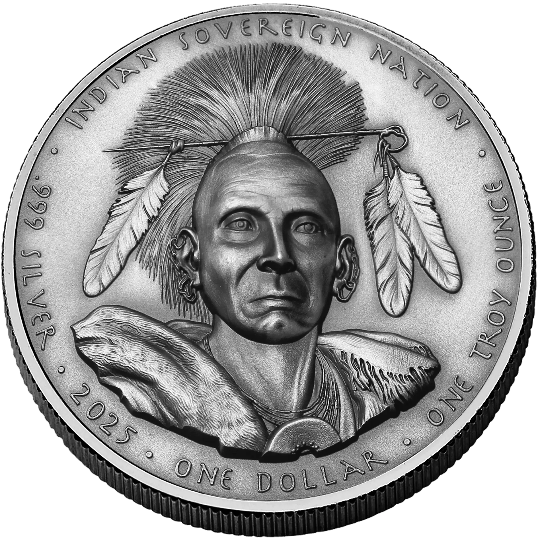 In Stock! 2025 Sioux Nation Black Hawk UHR Antiqued 1 oz Silver Coin (03/05)
