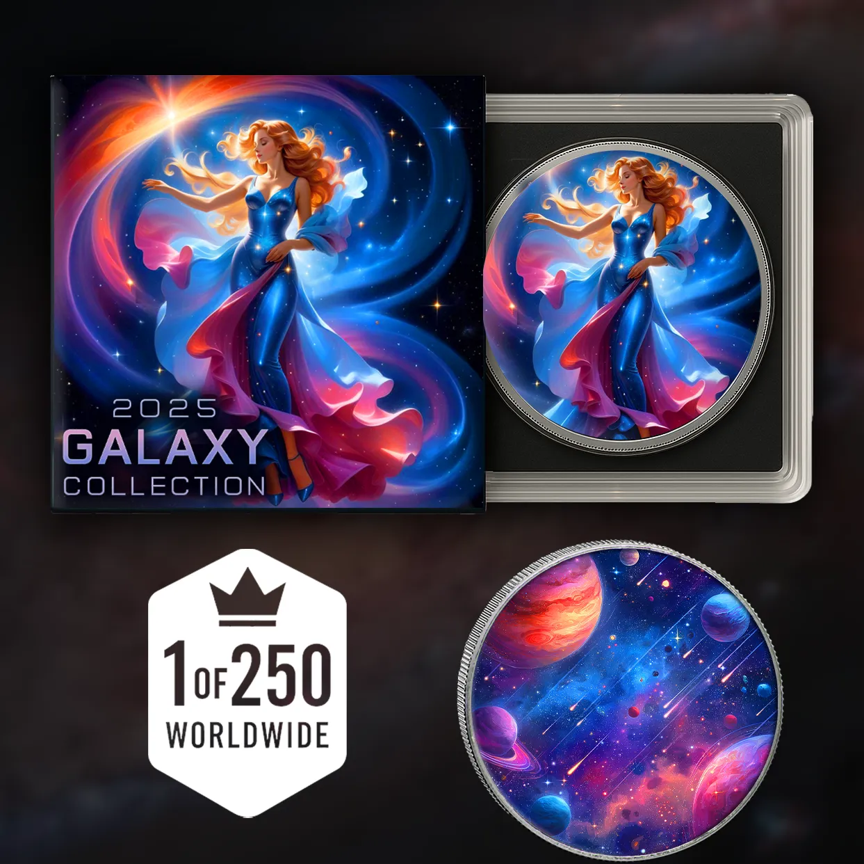 In Stock! 2025 Silver Eagle Galaxy Series Colorized 1oz .999 Silver Coin