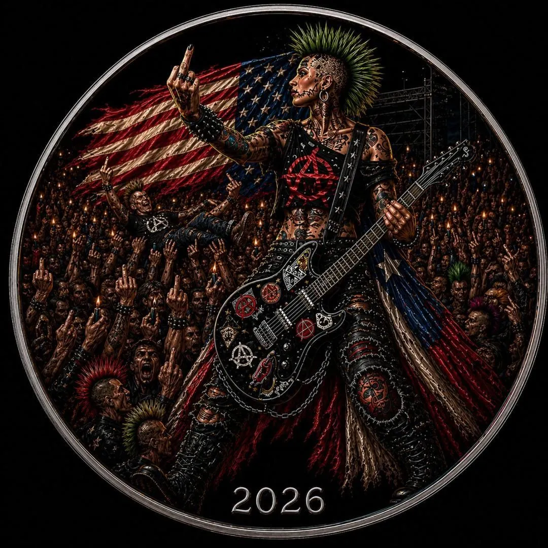 In Stock! 2026 American Silver Eagle: Punk Rock Anarchy Edition 1 oz Silver Coin (Mintage TBD at end of Presale)