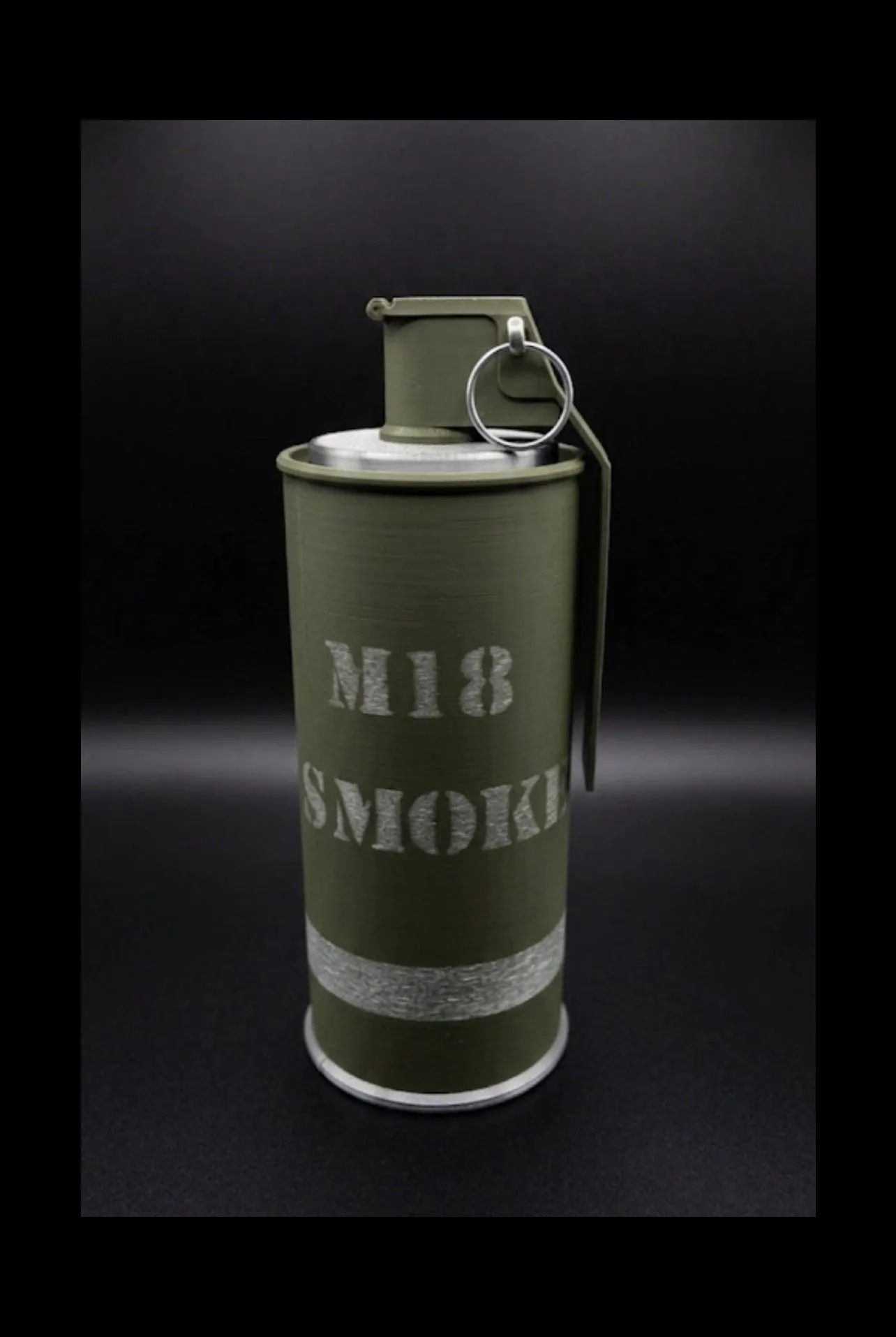 M18 SMOKE GRENADE COIN HOLDER FOR 1 OZ ROUNDS/COINS! MILITARY GREEN AND WHITE COLOR SCHEME.