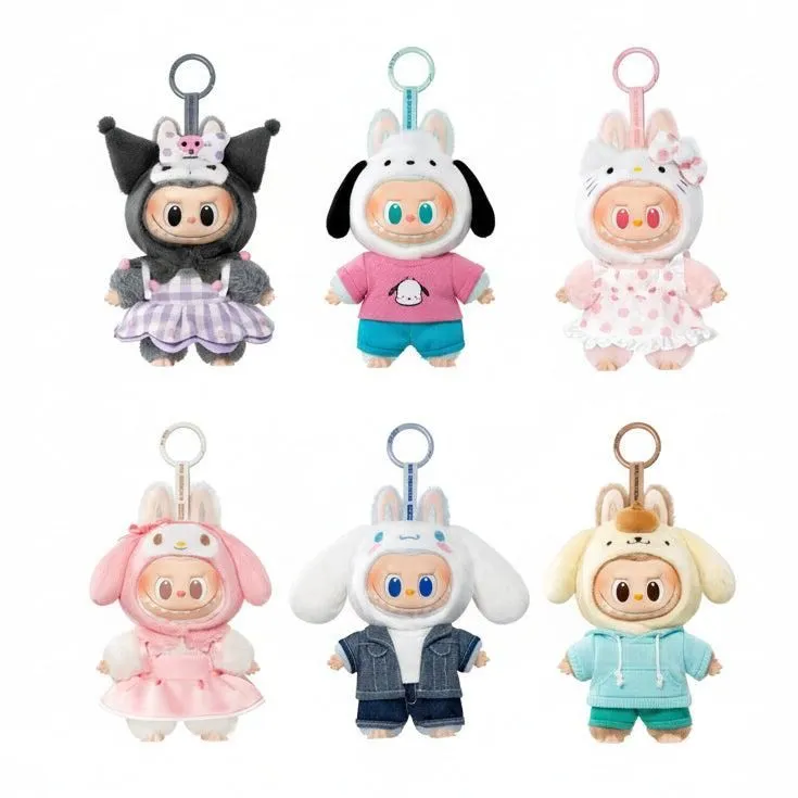 POP MART Labubu x Sanrio Vinyl Plush Pendant – Hello Kitty, Kuromi, Cinnamoroll & More