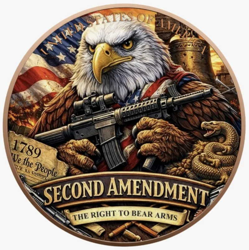 In Stock! 2nd Amendment Eagle Colorized 1 Kilo Copper Medal
