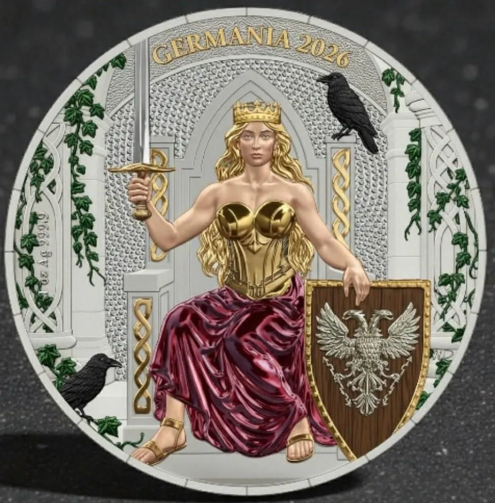 In Stock! Germania 2026 Lady Germania 1 oz Silver Colorized Art Coin (49 Mintage)
