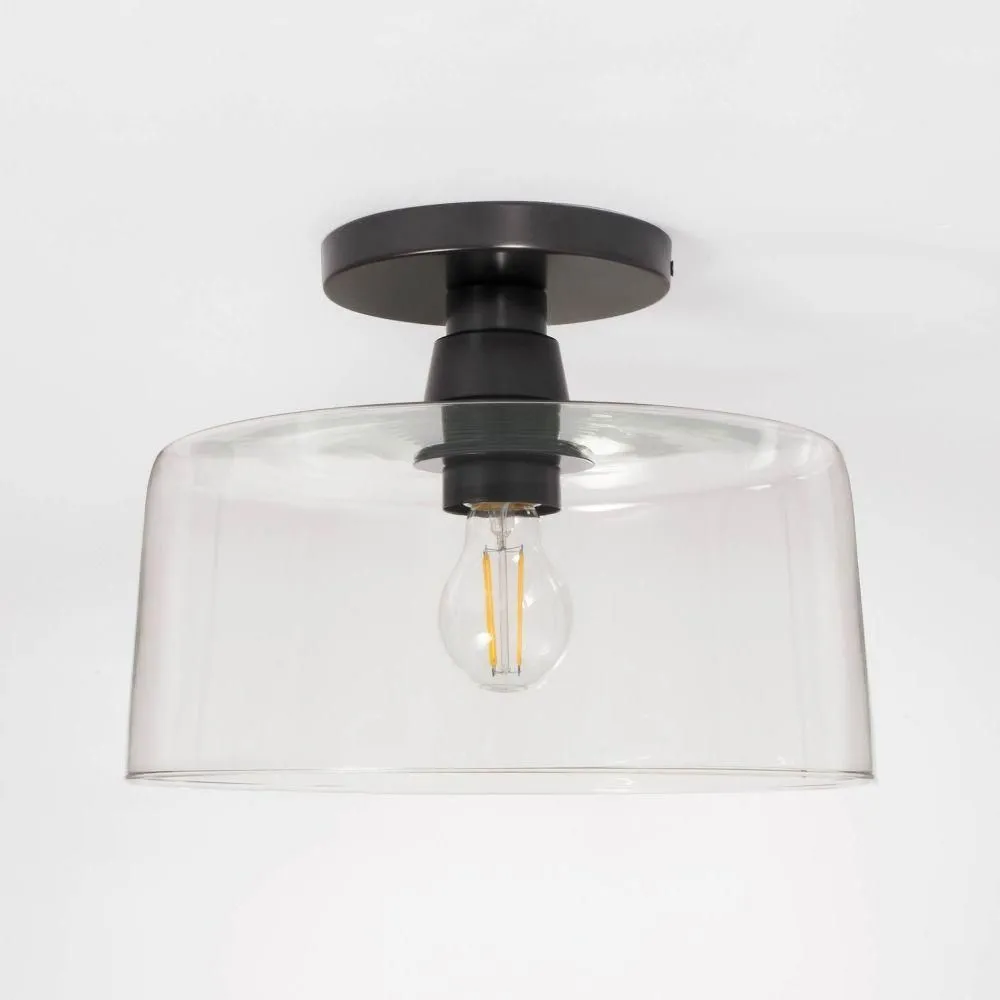 New without box - Glass Semi Flushmount Ceiling Light Black - Threshold designed with Studio McGee