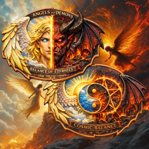 In Stock! Angels & Demons Balance of Eternity 100g 999 Fine Copper Colorized Ultra High Relief