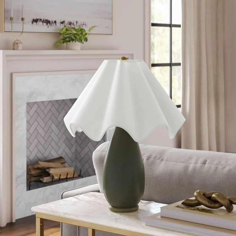 New without box - Wavy Shade Collection with Ceramic Base Table Lamp Green - Threshold