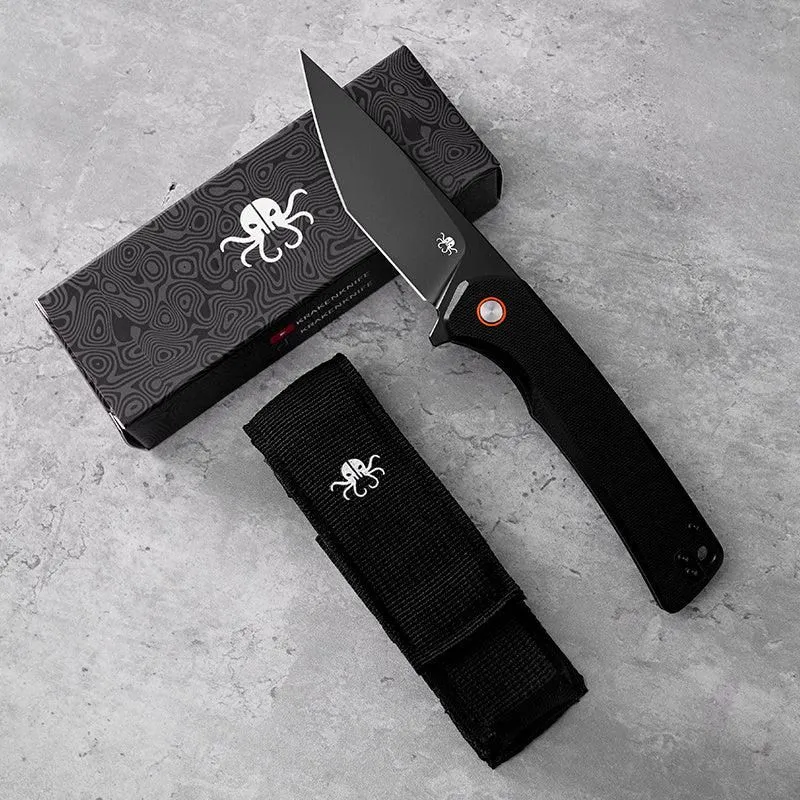 Klaken J147 Virex J147-T-BlackTanto-BlackG10 – 3.54″ Black-Coated D2 Tanto, Black G10, Liner Lock