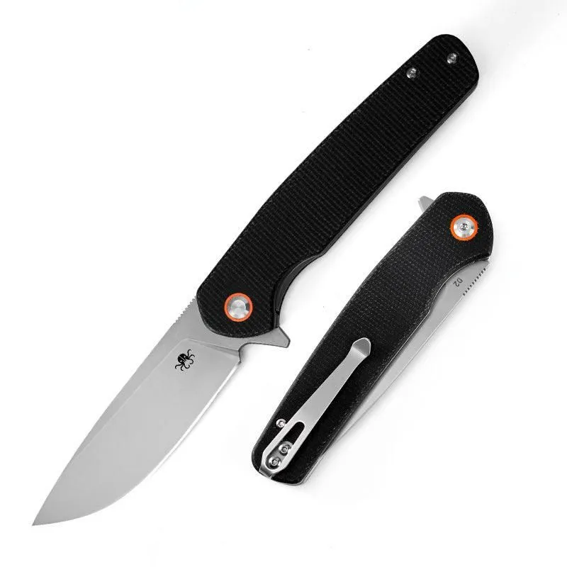 Klaken J326 Varek J326-BlackMicarta – 3.35″ Satin D2 Drop Point, Black Micarta, Liner Lock
