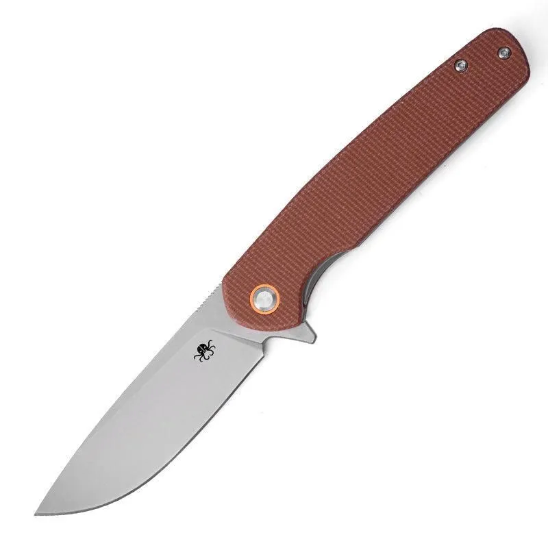 Klaken J326 Varek J326-BrownMicarta – 3.35″ Satin D2 Drop Point, Brown Micarta, Liner Lock
