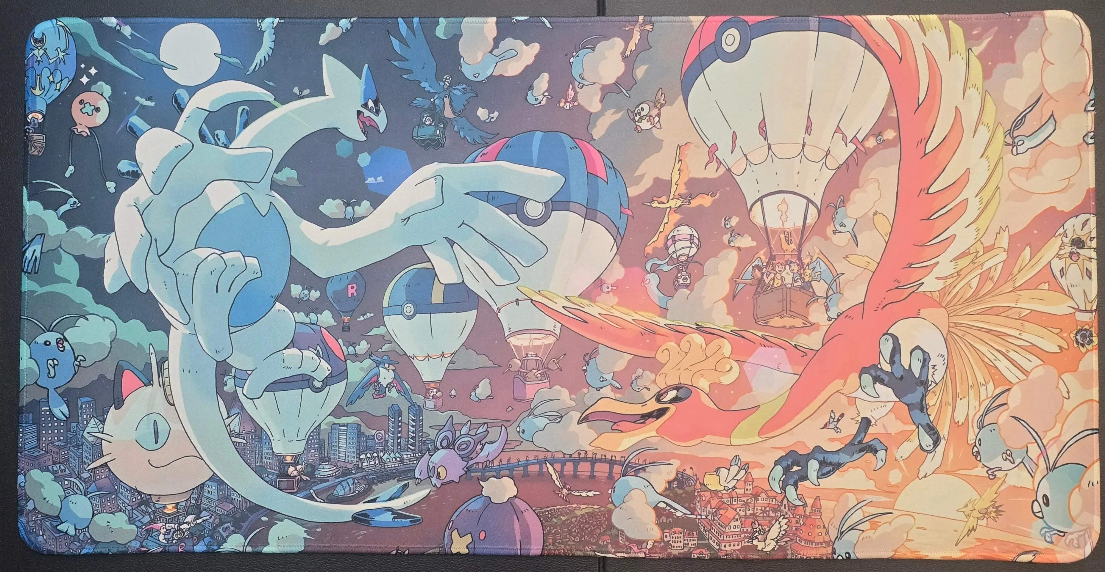 Lugia & Ho-Oh Playmat — Hot Air Balloon Adventure (Unofficial, Non-TCG)