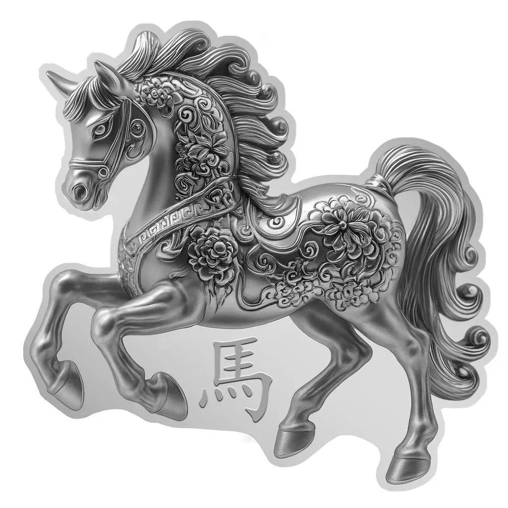 In Stock! 2026 Ghana Year of the Horse Shaped 1/2 oz Silver Coin (12/30)