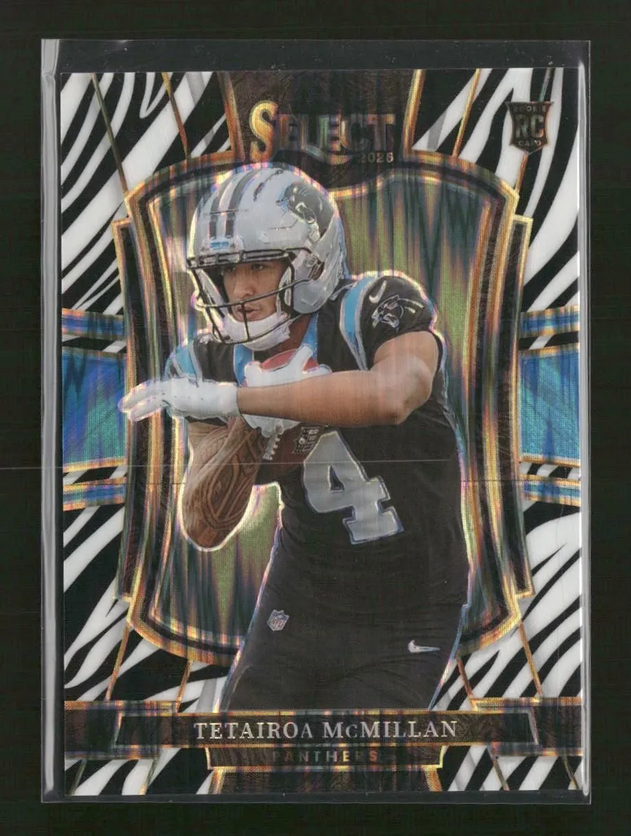 2025 Panini Select Zebra Prizm Tetairoa McMillan Rookie #144