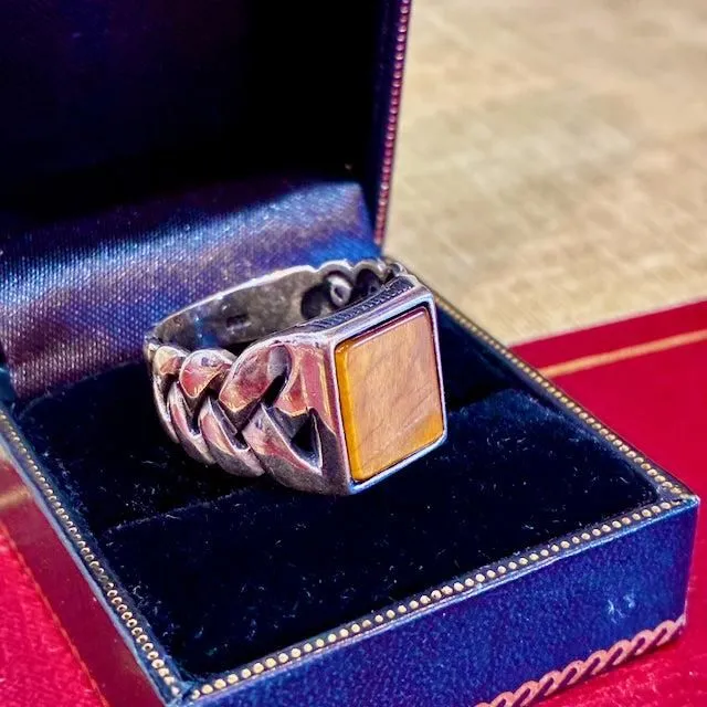 EFFY® Men's Ring Genuine Tiger's Eye .925 Silver Size 10
