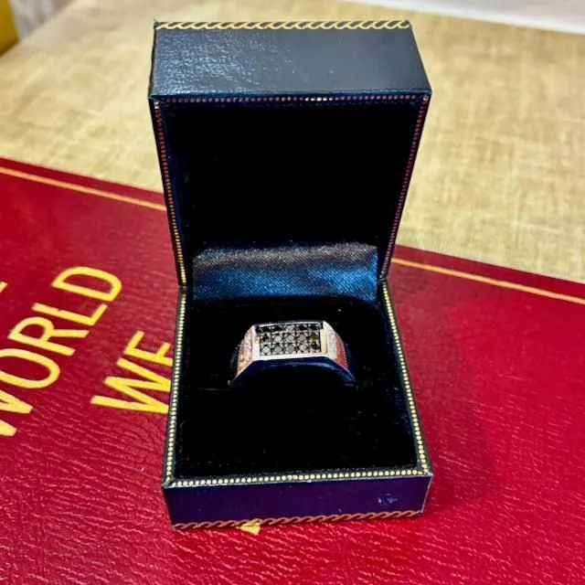 EFFY® Men's Ring 1/2 ct. t.w.  Real Black & White Diamonds  .925 Silver | Size 10