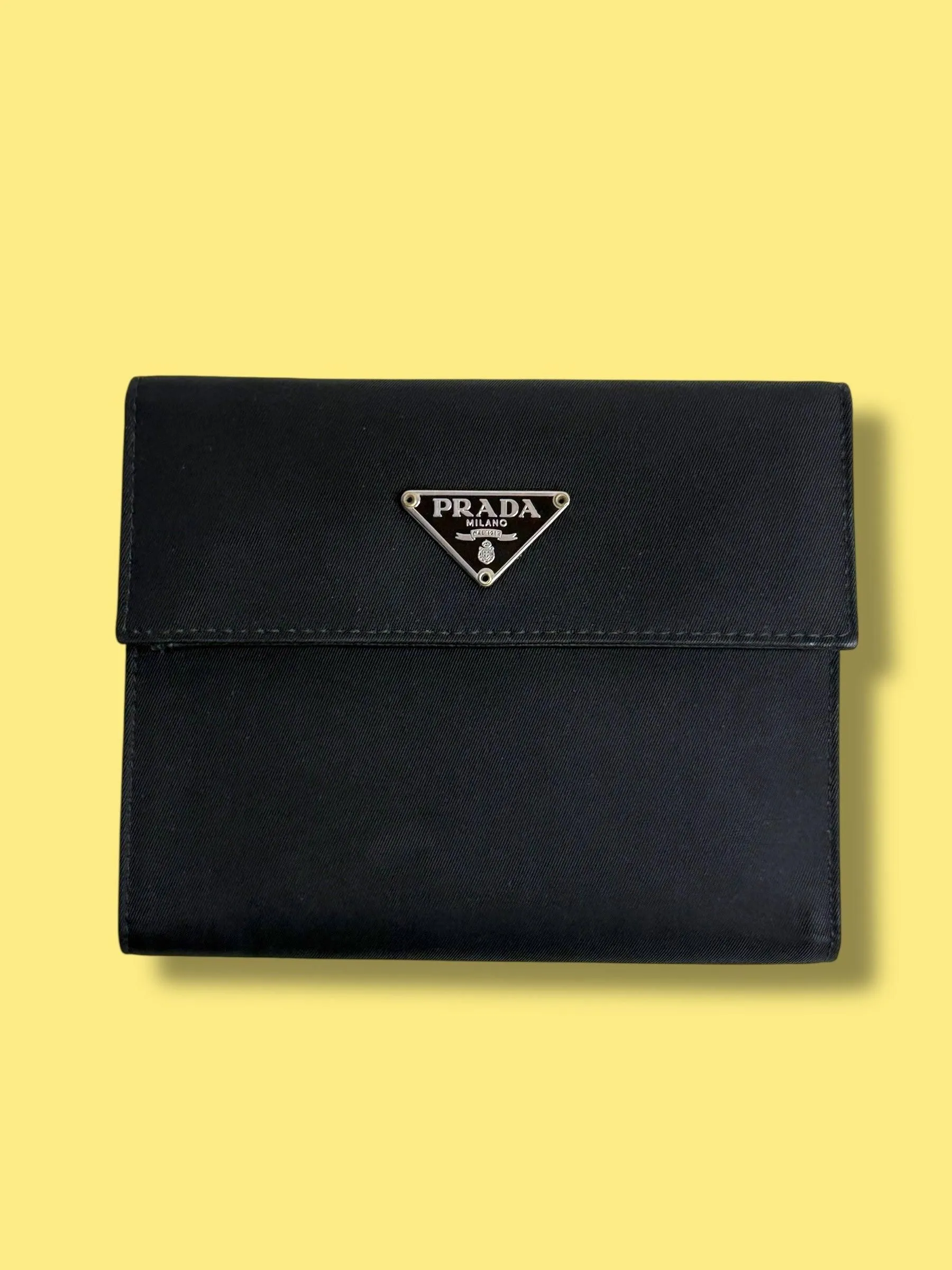 W90 PRADA Black Nylon Compact Trifold Wallet #74