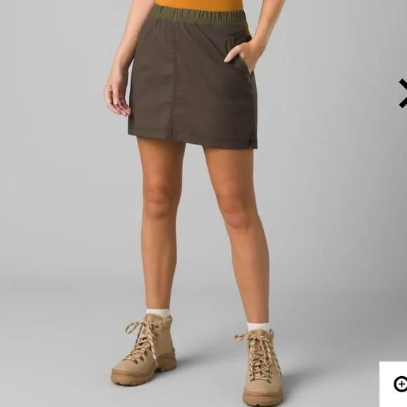 Product image for COPY - NWT PrAna Double Peak Skort Color: black olive block Sz 4