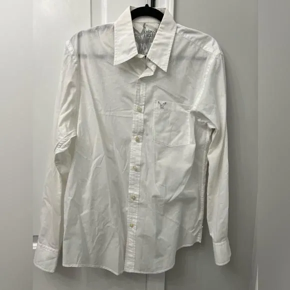 Product image for American Eagle Outfitters Mens White Button Down Dress Shirt Size Medium