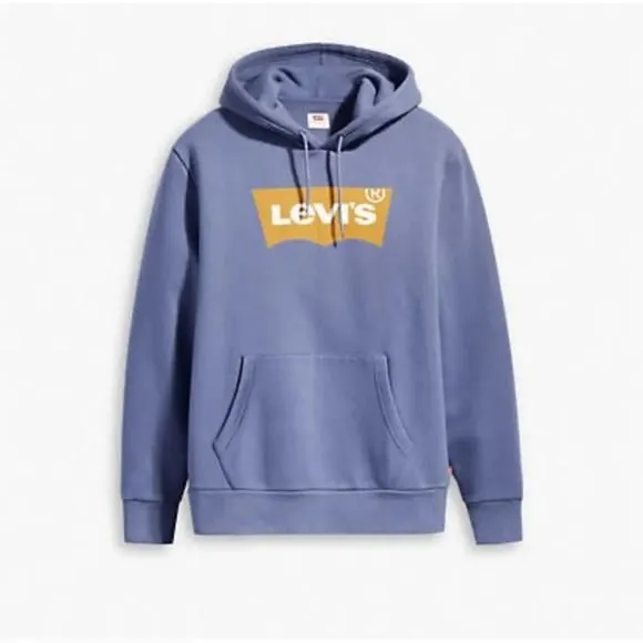 Product image for NWOT Levis Men blue gray with tan logo hoodie size large