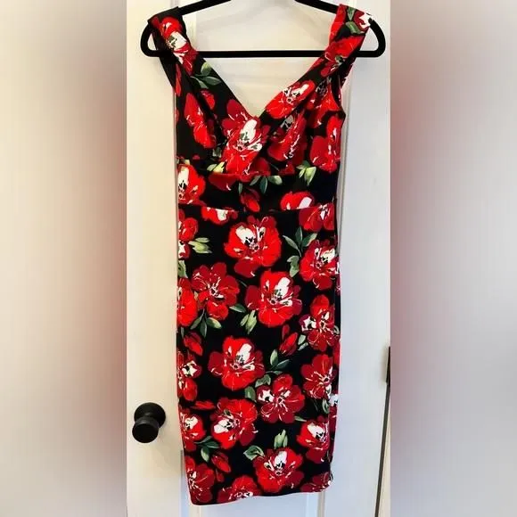 Product image for Premier Amour Valentines Day Dress Sz6 Off the shoulder Midi Sheath Flor…