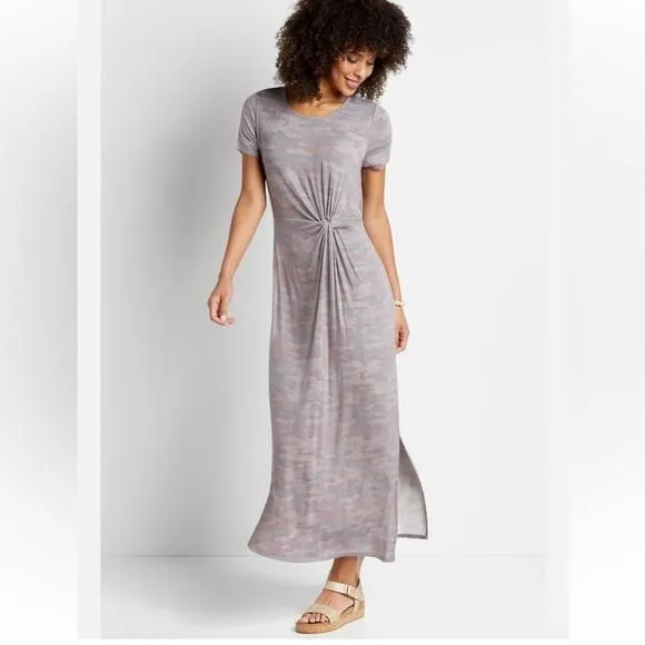 Product image for Maurices Women's SZ Med 24/7 Camo Knot Front Maxi Dress