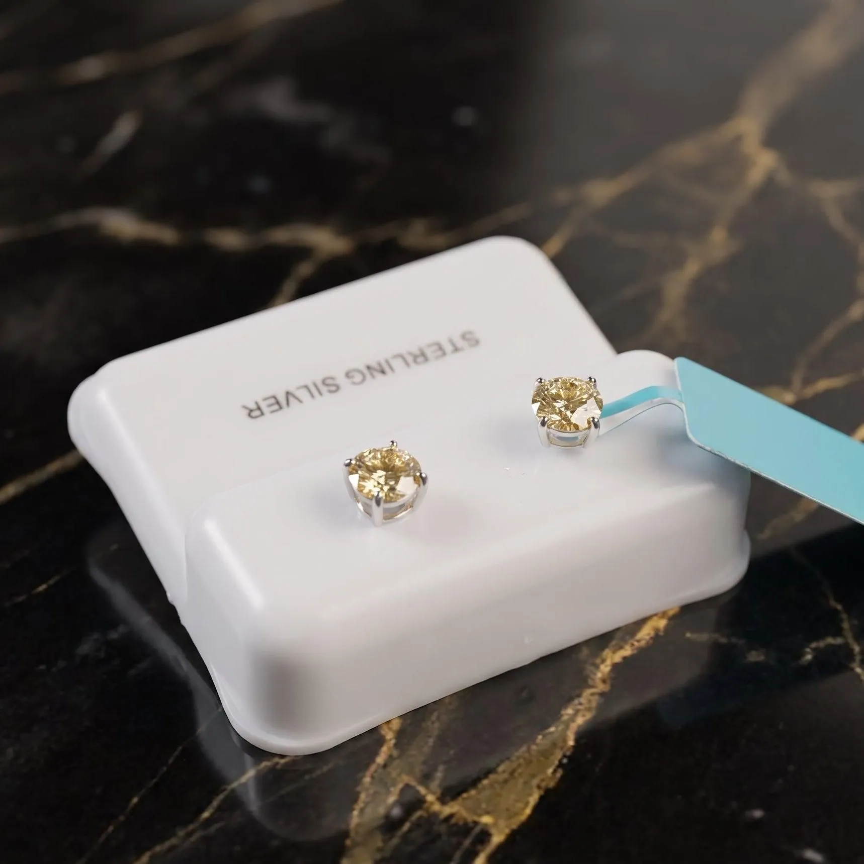 Moissanite Light Yellow 5mm Studs Gra Certified 925 Sterling Silver Genuine