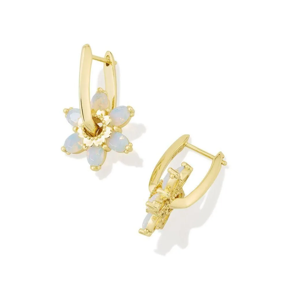 New - Size: .9 Inches - Kendra Scott Alyssa Huggie Earrings - Gold/White Opalite Crystal