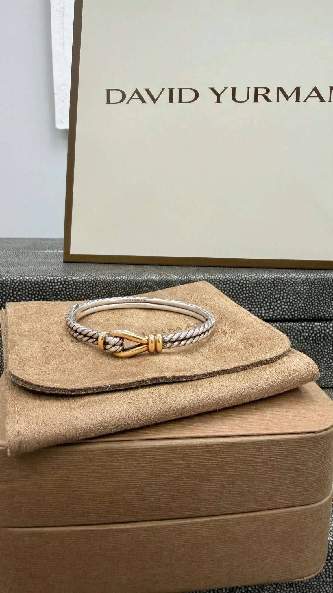David Yurman Two-Tone Thoroughbred Loop Bangle Bracelet