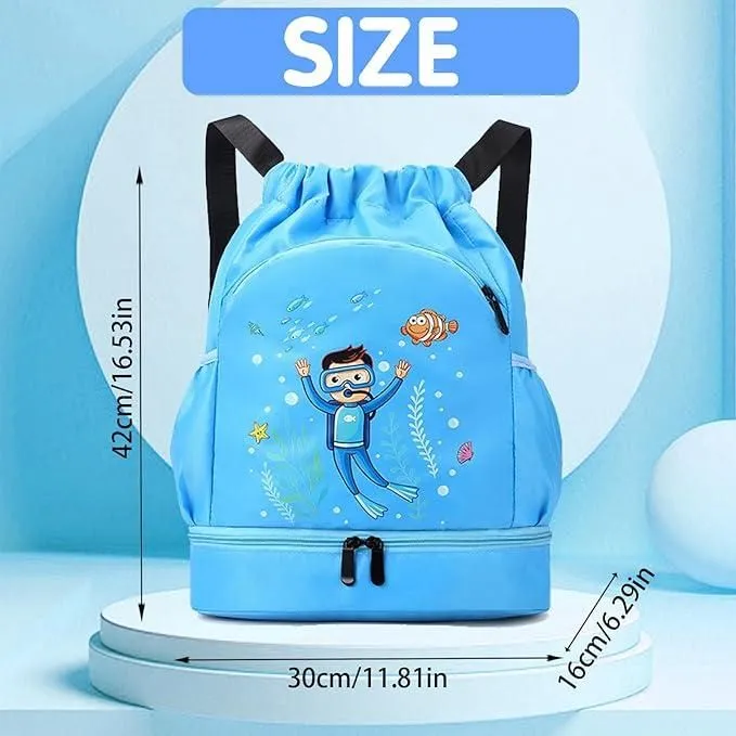 Schwimmtasche Rucksack für Kinder – Wasserdichter Sportbeutel mit Schuhfach | Turnbeutel für Mädchen & Jungen