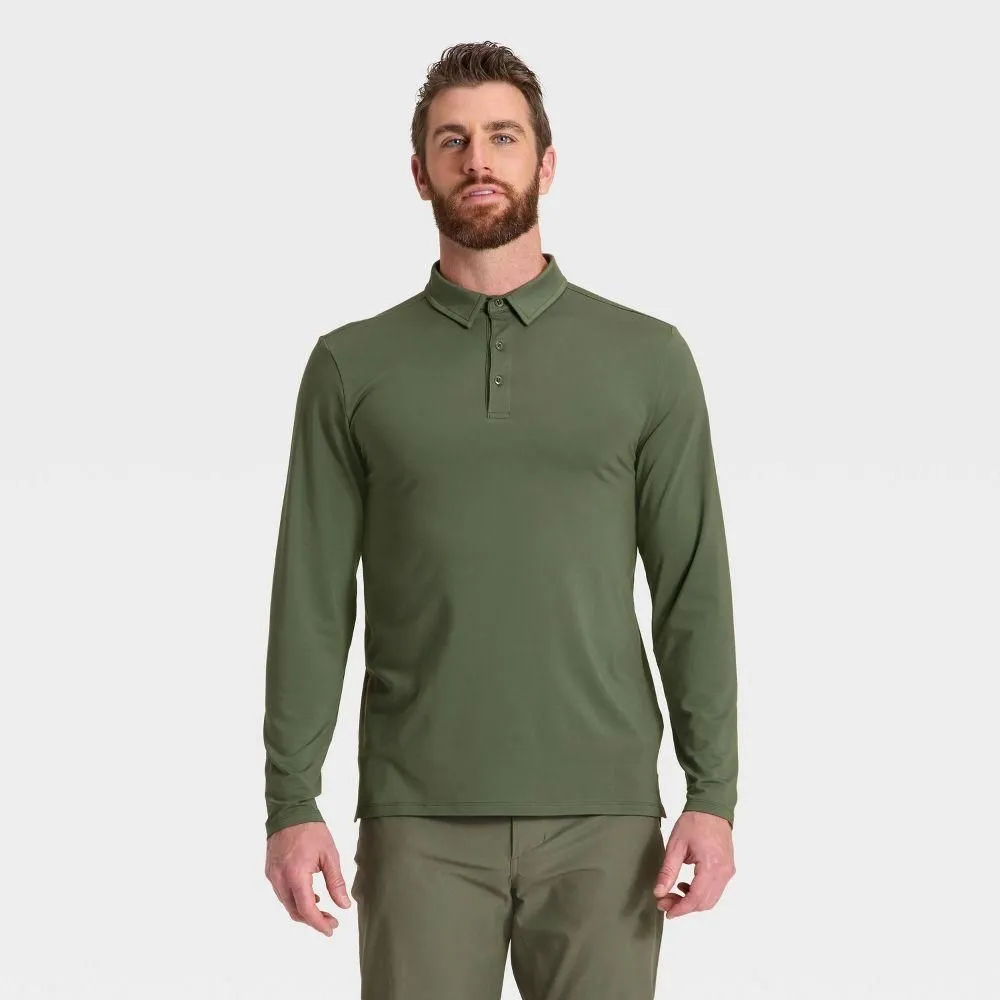 New without Tags - Size: S - Men's Long Sleeve Soft Stretch Polo Shirt - All In Motion Green