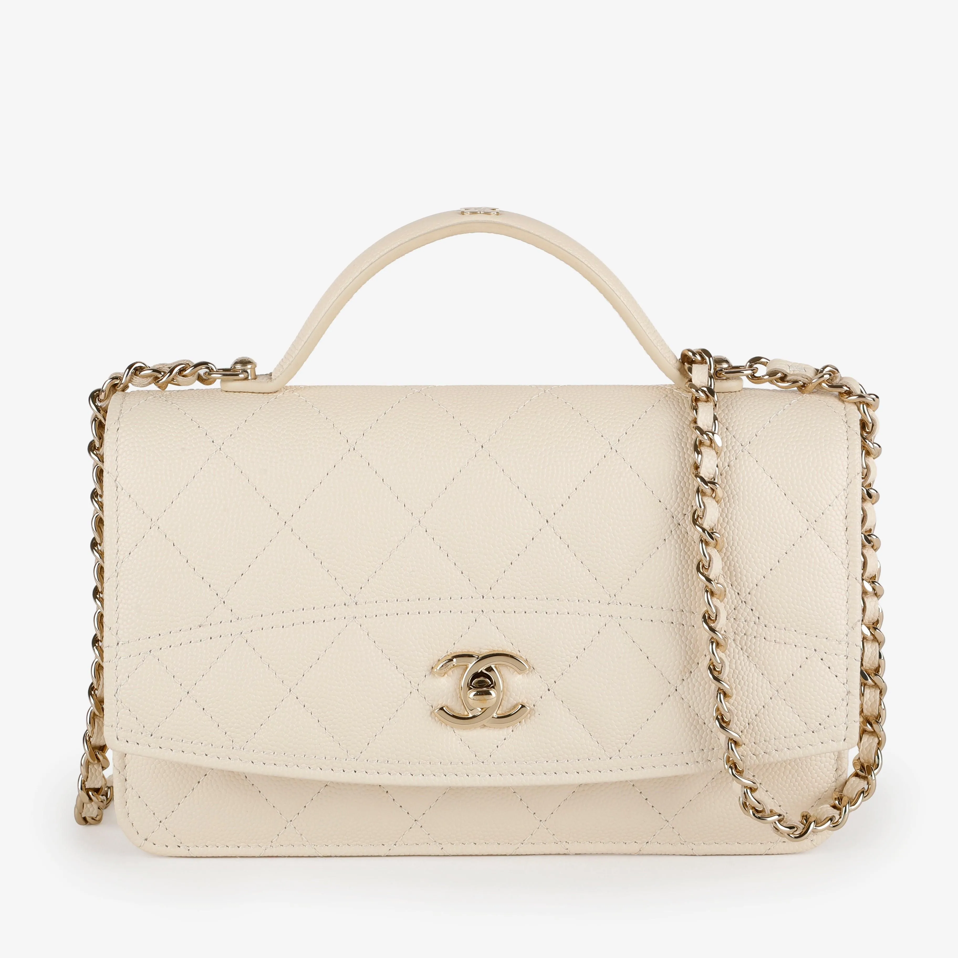 Top Handle Wallet on Chain, Cream Caviar