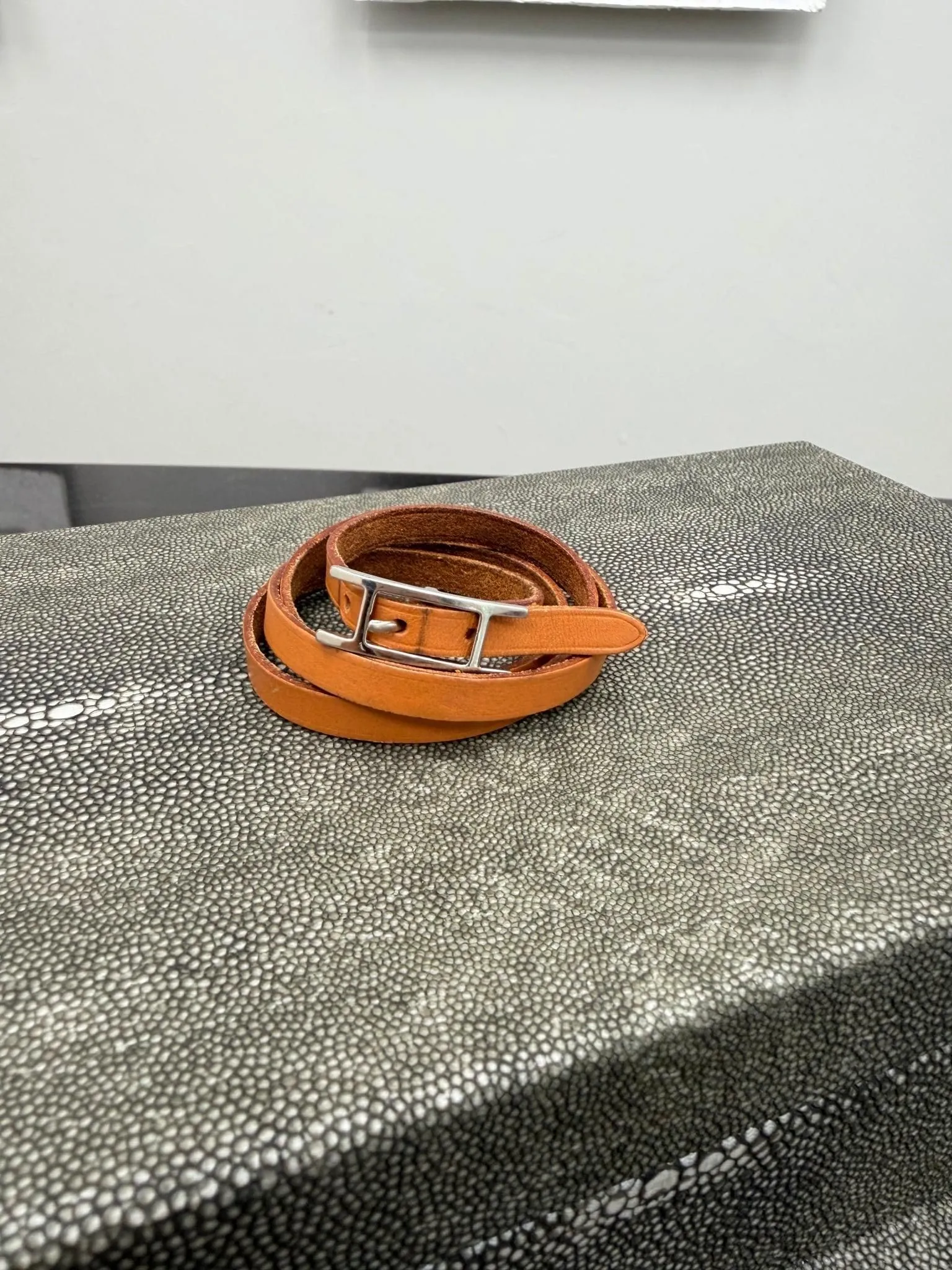 Hermes Brown Leather Behapi Double Tour Bracelet