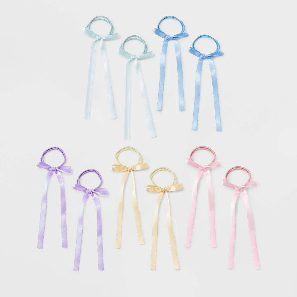 Girls' 10pk Bows Hair Tie Set - Cat & Jack™: Fashion Elastic Ponytail Holders, All Hair Types