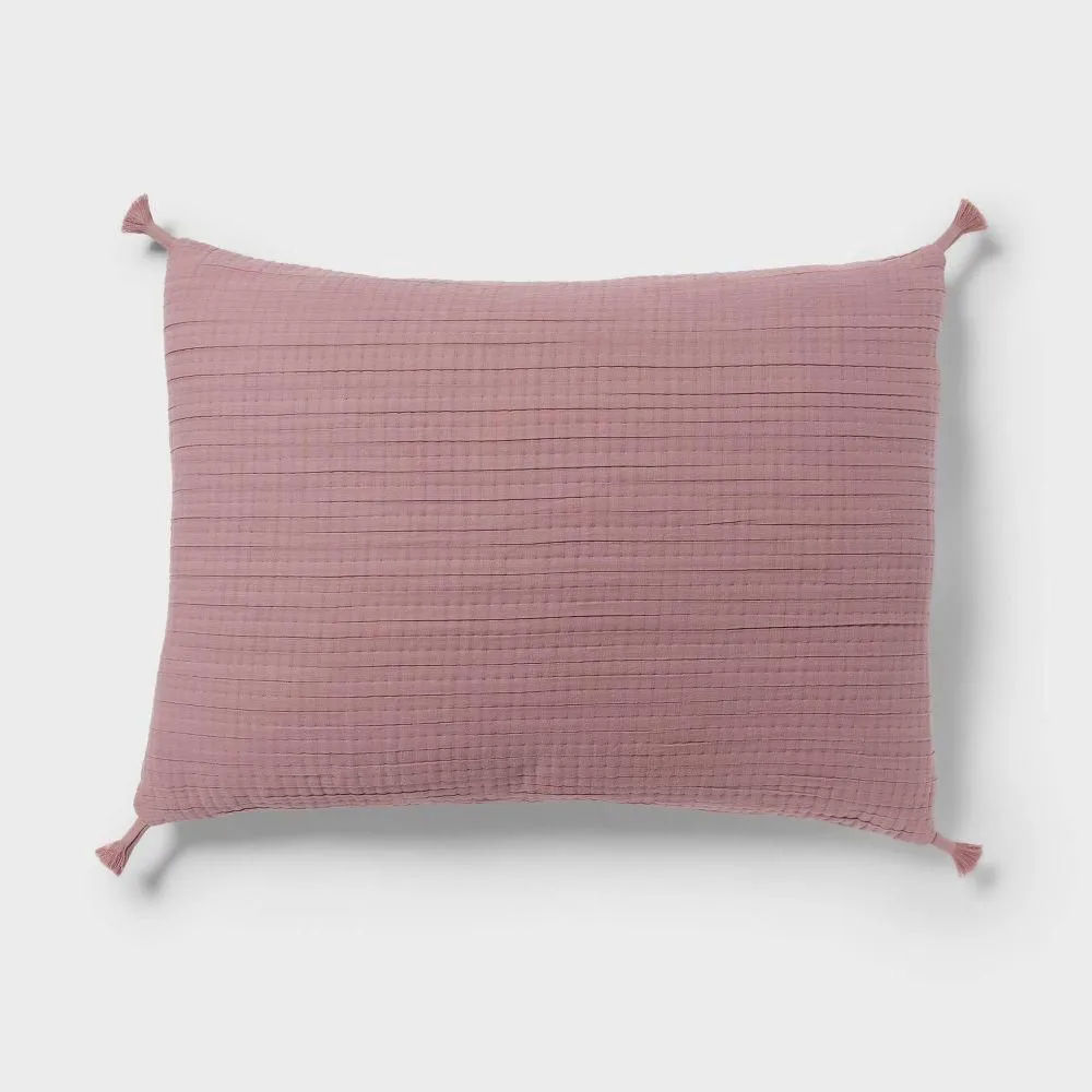 New without box - King Double Cloth Quilt Sham Mauve - Threshold: Woven Jacquard Design Zipper