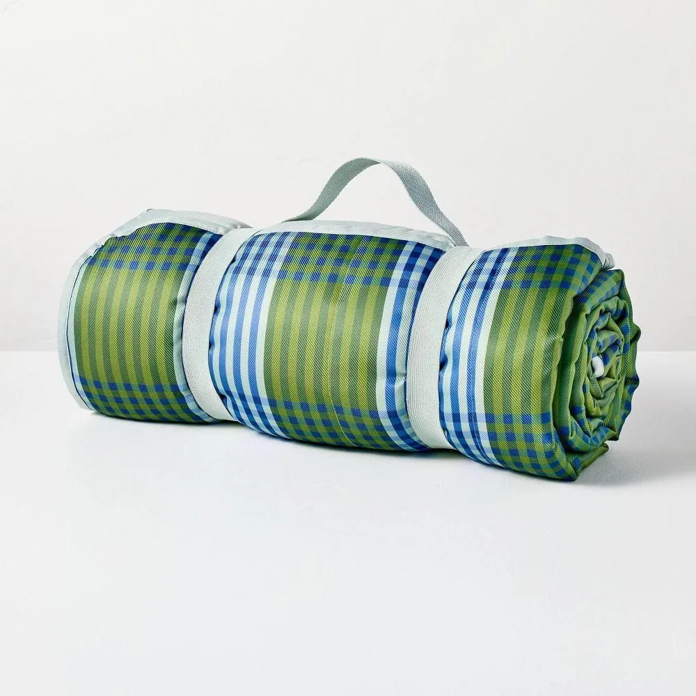Open-box - Oversized Picnic Blanket Blue/Green Gingham - Hearth & Hand with Magnolia
