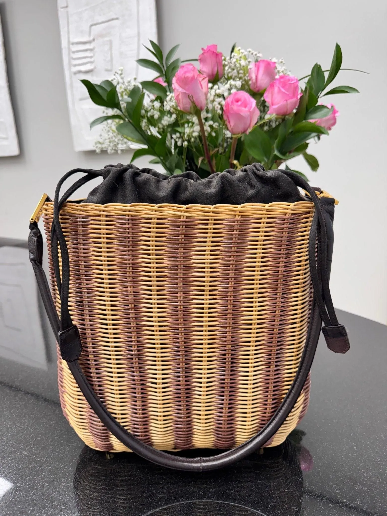 Fendi Rattan Basket Shoulder Bag