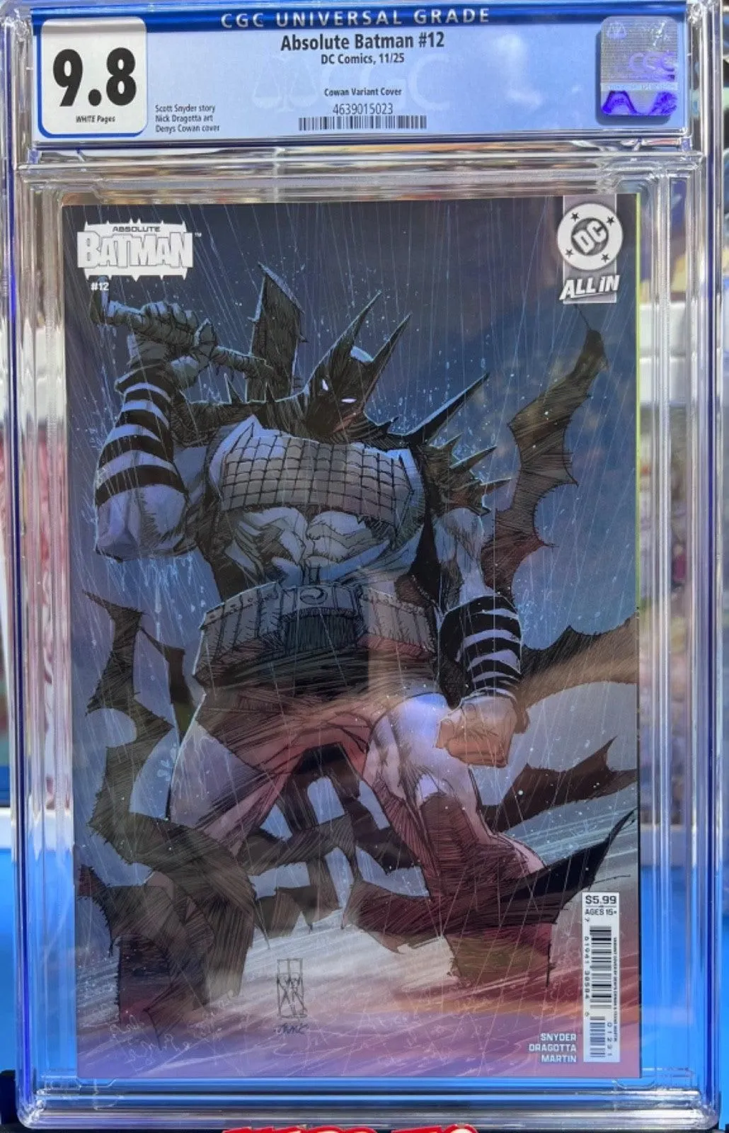 9.8 CGC ABSOLUTE BATMAN #12 COWAN 1st Printing SNYDER DRAGOTTA EPIC COVER