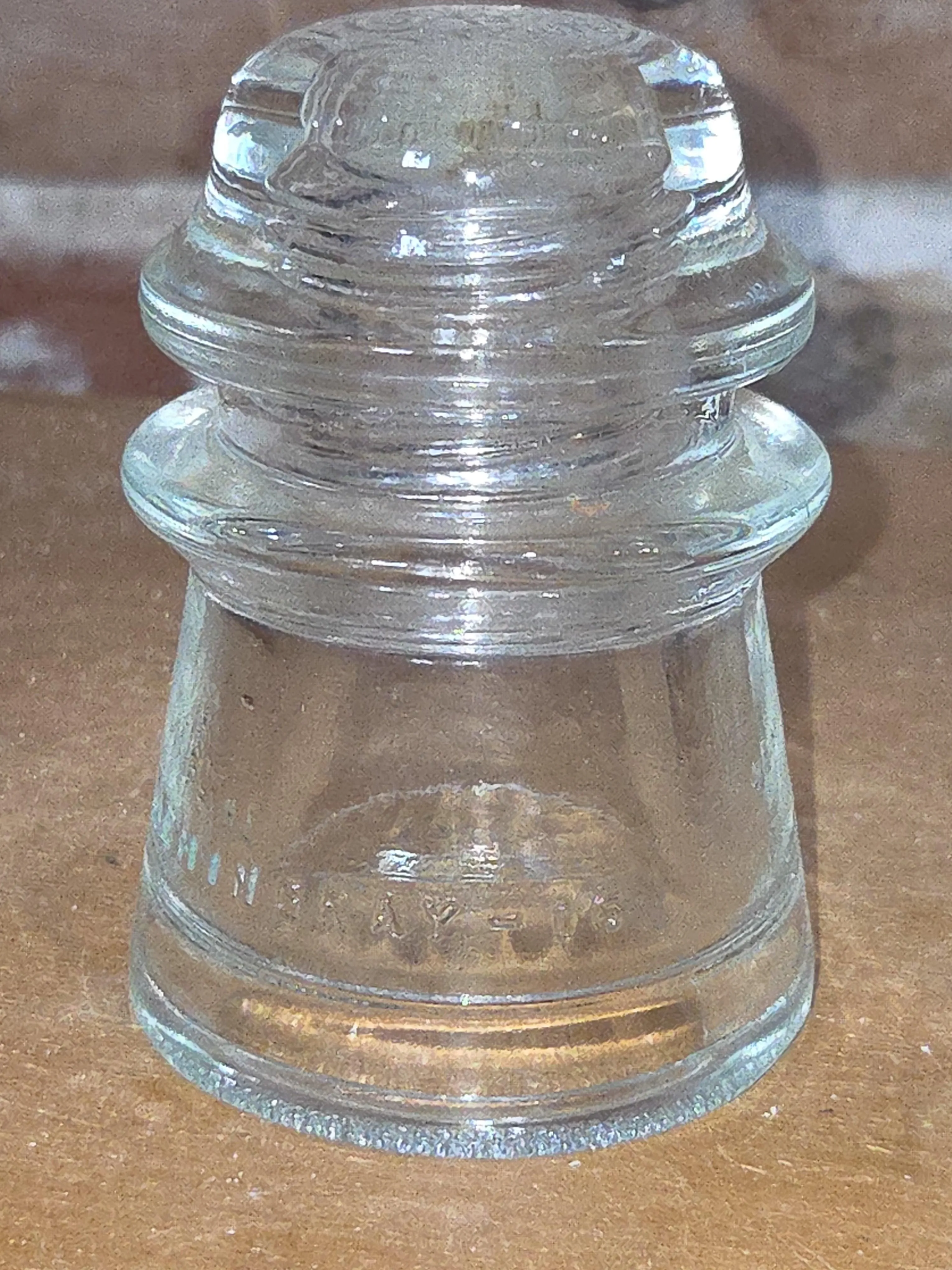 Vintage Insulator Hemingray #16 Clear Glass Cotton Blue Route h616